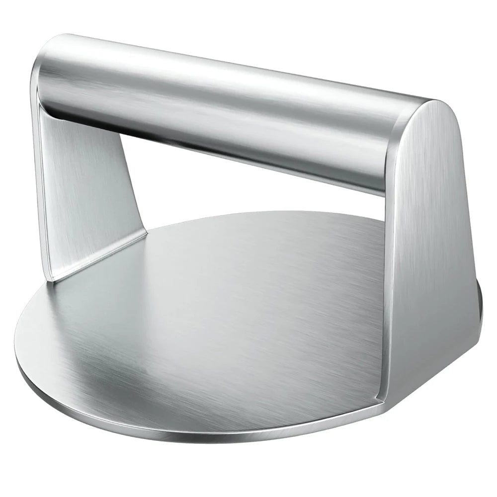 Pressa per hamburger in acciaio inox 304, circolare e quadrata, utensile da cucina, piastra antiaderente per pressare la carne.