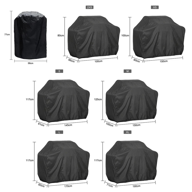 Copertura impermeabile nera per barbecue, accessori per barbecue da esterno, copertura per griglia, antipolvere, pioggia, gas, carbone elettrico, copertura protettiva