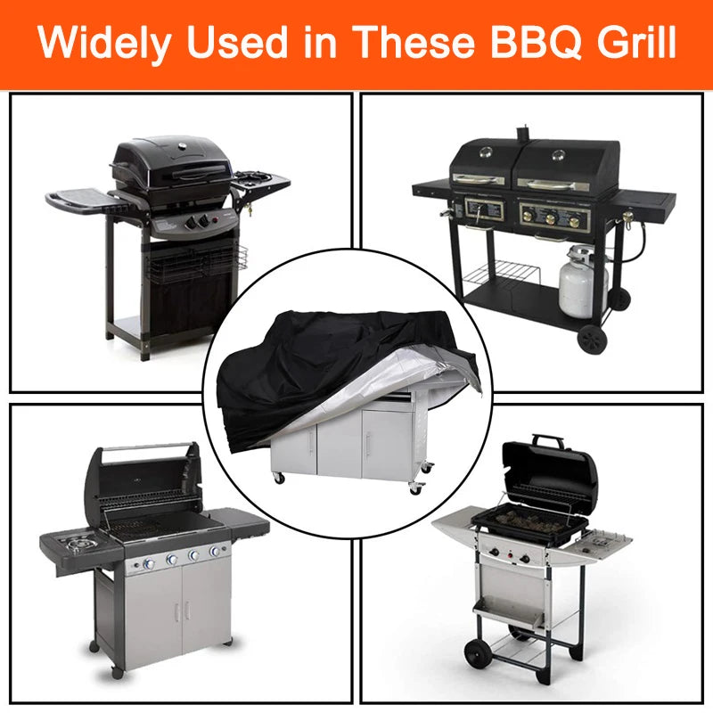 Copertura impermeabile nera per barbecue, accessori per barbecue da esterno, copertura per griglia, antipolvere, pioggia, gas, carbone elettrico, copertura protettiva