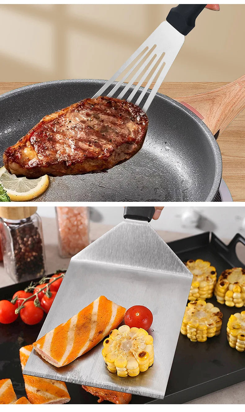 Paletta da cucina in acciaio inossidabile, spatola da cucina, spatola per barbecue, piastra, spatola per barbecue, spatola per hamburger, utensili da cucina