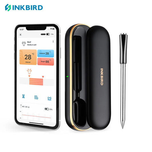 Termometro per carne wireless INKBIRD INT-11P-B Termometro per carne Bluetooth wireless per grigliare e affumicare IP67 Sonda intelligente impermeabile