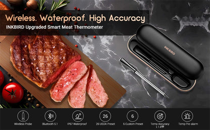 Termometro per carne wireless INKBIRD INT-11P-B Termometro per carne Bluetooth wireless per grigliare e affumicare IP67 Sonda intelligente impermeabile