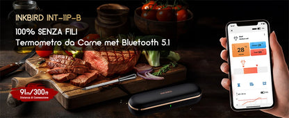 Termometro per carne wireless INKBIRD INT-11P-B Termometro per carne Bluetooth wireless per grigliare e affumicare IP67 Sonda intelligente impermeabile