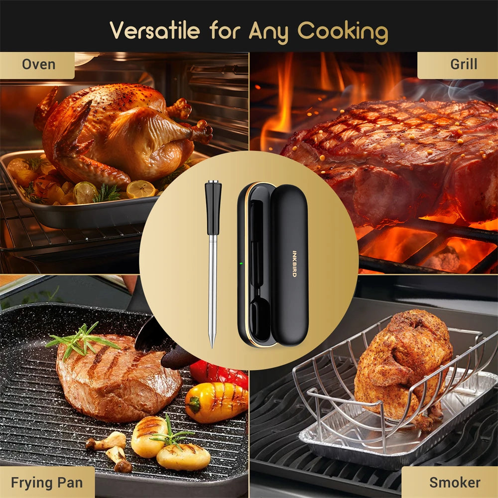 Termometro per carne wireless INKBIRD INT-11P-B Termometro per carne Bluetooth wireless per grigliare e affumicare IP67 Sonda intelligente impermeabile
