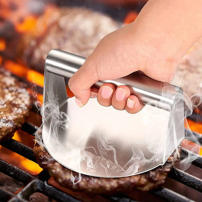 Pressa per hamburger in acciaio inox 304, circolare e quadrata, utensile da cucina, piastra antiaderente per pressare la carne.