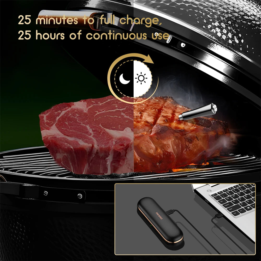 Termometro per carne wireless INKBIRD INT-11P-B Termometro per carne Bluetooth wireless per grigliare e affumicare IP67 Sonda intelligente impermeabile