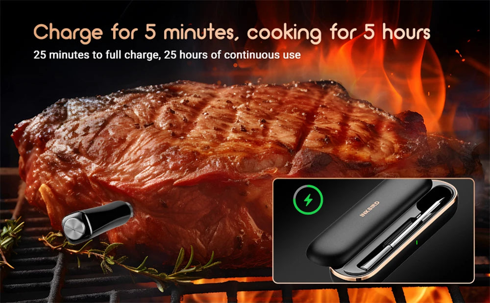 Termometro per carne wireless INKBIRD INT-11P-B Termometro per carne Bluetooth wireless per grigliare e affumicare IP67 Sonda intelligente impermeabile