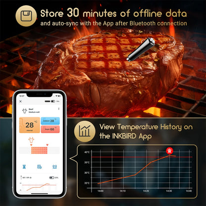 Termometro per carne wireless INKBIRD INT-11P-B Termometro per carne Bluetooth wireless per grigliare e affumicare IP67 Sonda intelligente impermeabile