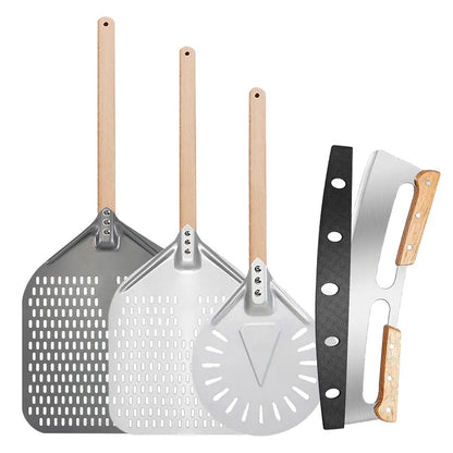 Pala per pizza perforata in alluminio con manico staccabile, antiaderente, spatola per cottura al forno, accessori